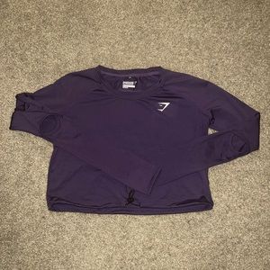 Purple Gymshark crop long sleeve workout top